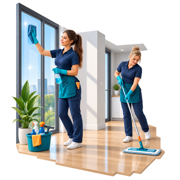 Mitarbeiterinnen bei der professionellen Gebäudereinigung